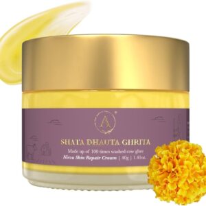 Ayurvedic skin repair cream made with Shata Dhauta Ghrita for deep hydration and nourishment.