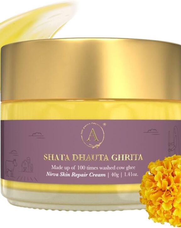 Ayurvedic skin repair cream made with Shata Dhauta Ghrita for deep hydration and nourishment.